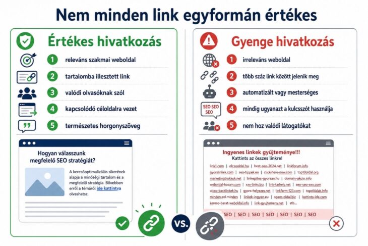 Értékes és gyenge külső hivatkozások összehasonlítása