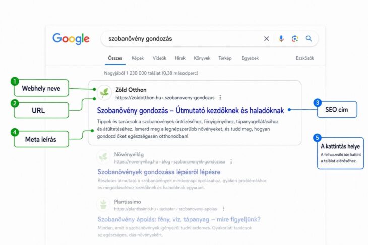 A SEO cím helye a Google találati listáján