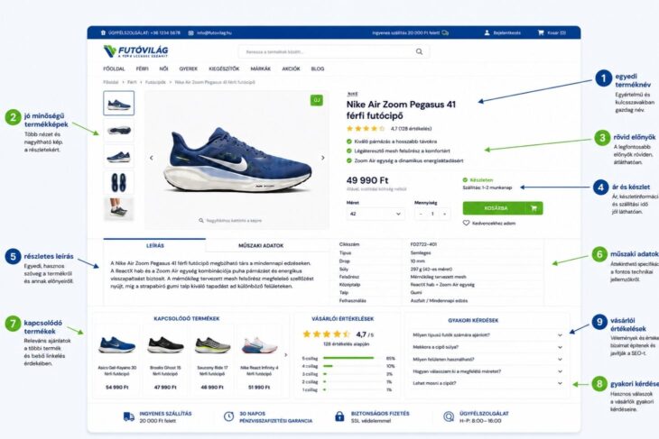 SEO-barát UNAS termékoldal legfontosabb elemei