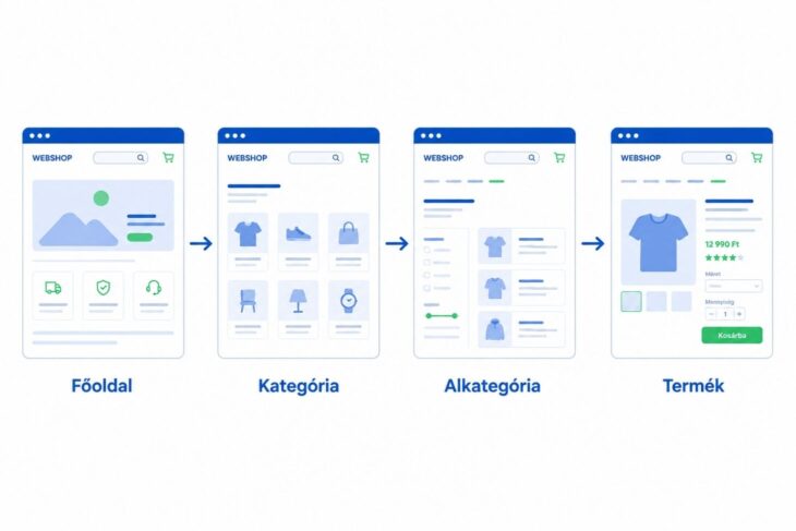 Webáruház kategóriastruktúra a főoldaltól a termékoldalig