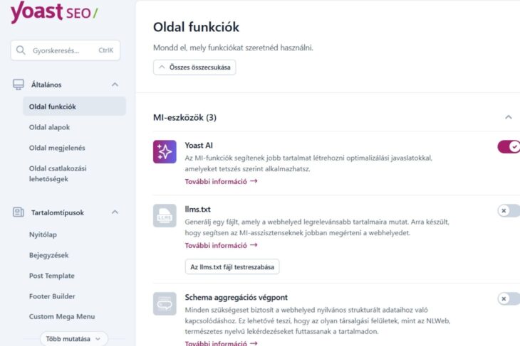 yoast seo beállítások